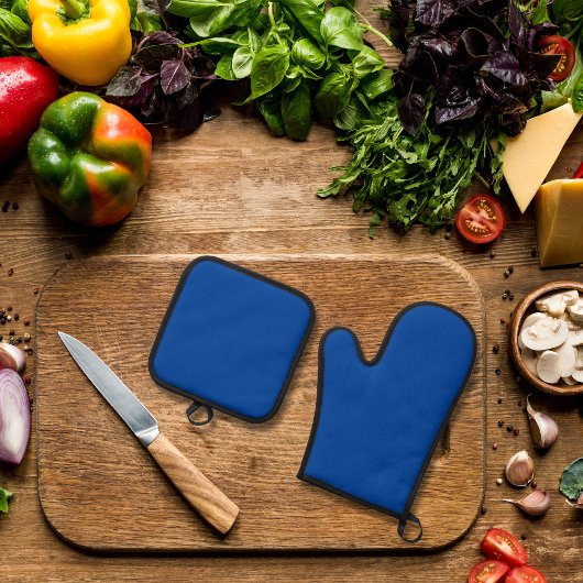 Schlichte blaue Farbe Ofenhandschuh & Topflappen-Set