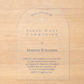 schlichte blaue Tinte Erste Heilige Kommune Acryleinladungen (Vorderseite)