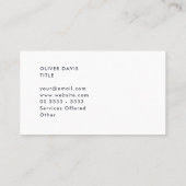 Schlichte Blue Business Card Visitenkarte (Rückseite)