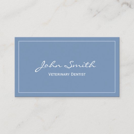 Schlichte Blue Veterinary Dentist Business Card Visitenkarte (Vorderseite)