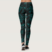 Schlichte Blume Muster 01b.Lblue Black BG Leggings (Rückseite)