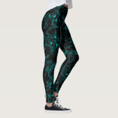 Schlichte Blume Muster 01b.Lblue Black BG Leggings (Rechts)