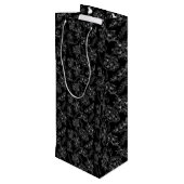 Schlichte Blume Muster 01b Schwarze BG Geschenktüte Für Weinflaschen (Rückseite Schrägansicht)