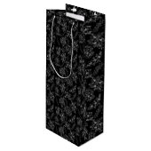 Schlichte Blume Muster 01b Schwarze BG Geschenktüte Für Weinflaschen (Vorderseite Schrägansicht)
