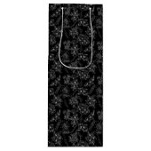 Schlichte Blume Muster 01b Schwarze BG Geschenktüte Für Weinflaschen (Vorderseite)