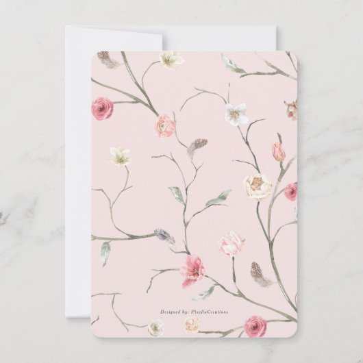 Schlichte böhmische Blumenpracht, schicke Gartenbr Einladung (Rückseite)