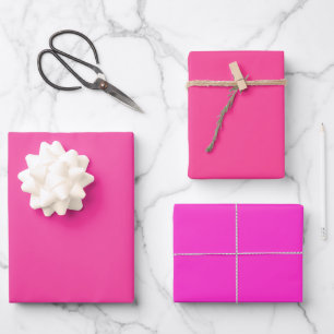 Schlichte Bonbon Fuchsia Dazzle Pink Shades 3 Töne Geschenkpapier Set