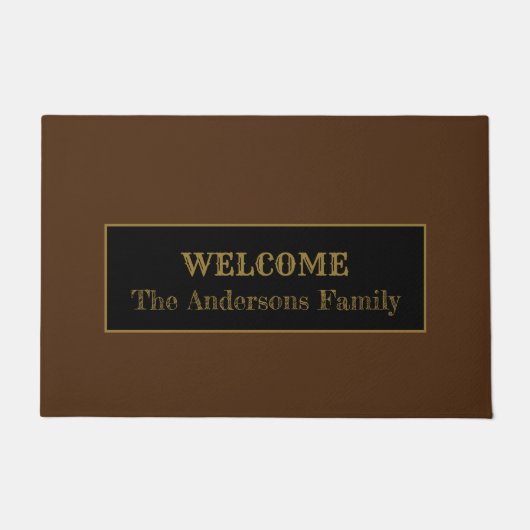Schlichte, braune und goldene Rustikale Hütte Will Fußmatte (Vorderseite)