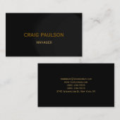 Schlichte Business Card für den Black Simple Manag Visitenkarte (Vorne/Hinten)