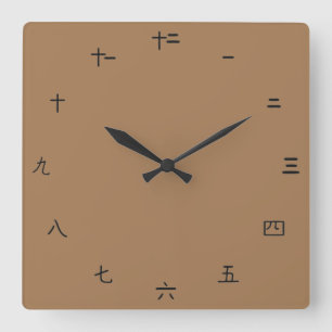 Schlichte chinesische Rufnummern - Uhrzeigersinn Quadratische Wanduhr