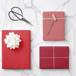 Schlichte Crimson Fuzzy Fire Red Shades 3 Tones Geschenkpapier Set