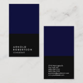 Schlichte Dark Blue Black Consultant-Visitenkarte Visitenkarte (Vorne/Hinten)