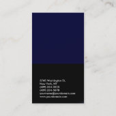 Schlichte Dark Blue Black Consultant-Visitenkarte Visitenkarte (Rückseite)