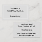 Schlichte Dermatologin-Visitenkarte Visitenkarte (Vorne/Hinten)