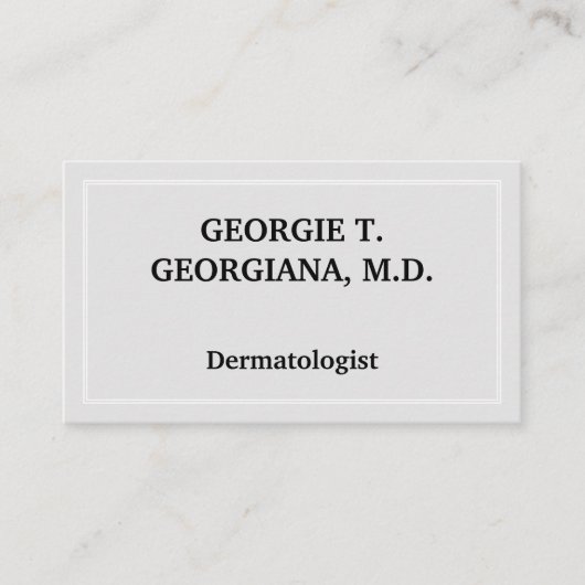 Schlichte Dermatologin-Visitenkarte Visitenkarte (Vorderseite)