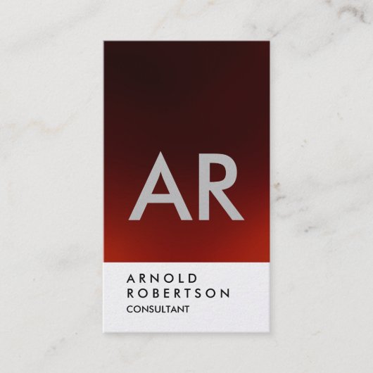 Schlichte dunkelrote Monogram-Visitenkarte Visitenkarte (Vorderseite)