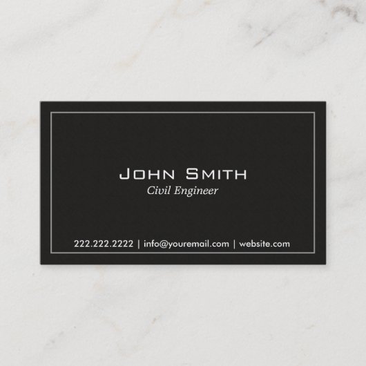 Schlichte dunkle zivile Ingenieur-Geschäfts-Karte Visitenkarte (Vorderseite)
