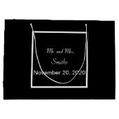 Schlichte einfache, elegante Schwarze Hochzeit Gro Große Geschenktüte (Rückseite)