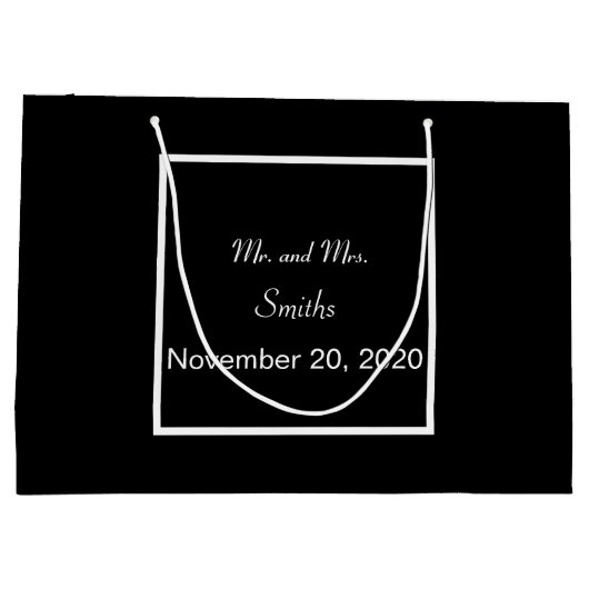 Schlichte einfache, elegante Schwarze Hochzeit Gro Große Geschenktüte (Rückseite)