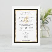 Schlichte, einfache Hochzeit in Schwarz und Gold Einladung (Stehend Vorderseite)