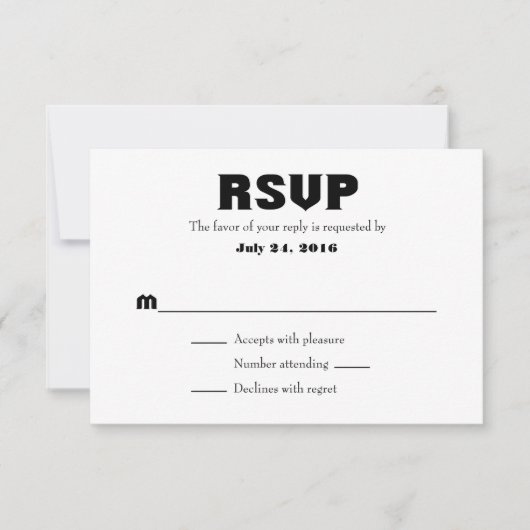 Schlichte einfache Hochzeitkarten RSVP Karte (Vorderseite)