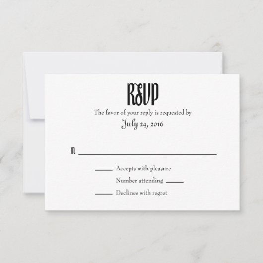 Schlichte einfache Hochzeitkarten RSVP Karte (Vorderseite)