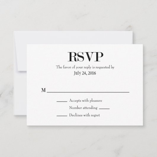 Schlichte einfache Hochzeitkarten RSVP Karte (Vorderseite)