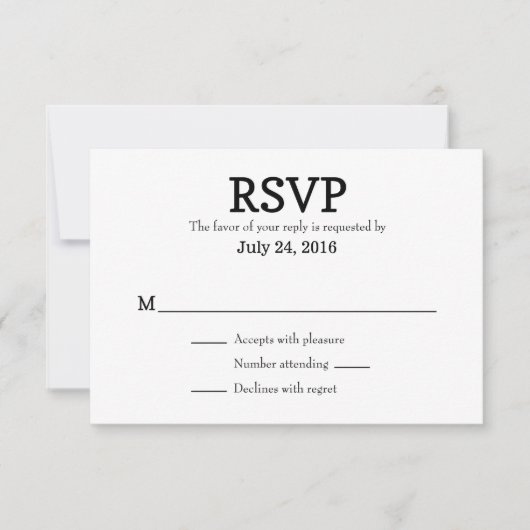 Schlichte einfache Hochzeitkarten RSVP Karte (Vorderseite)