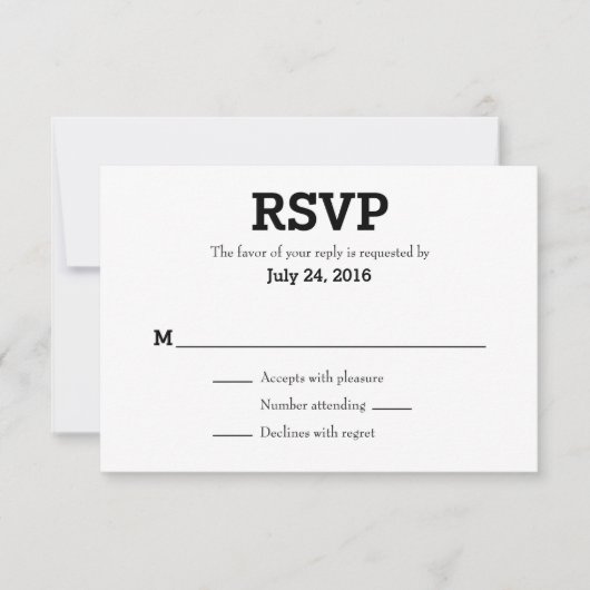 Schlichte einfache Hochzeitkarten RSVP Karte (Vorderseite)