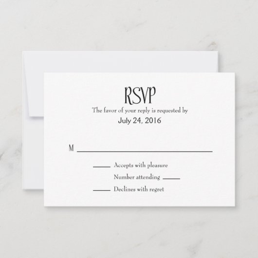 Schlichte einfache Hochzeitkarten RSVP Karte (Vorderseite)
