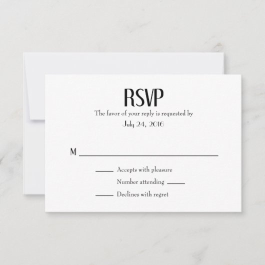 Schlichte einfache Hochzeitkarten RSVP Karte (Vorderseite)