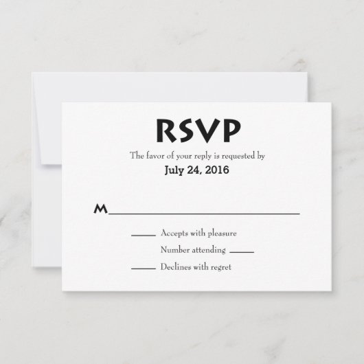 Schlichte einfache Hochzeitkarten RSVP Karte (Vorderseite)