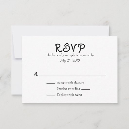 Schlichte einfache Hochzeitkarten RSVP Karte (Vorderseite)