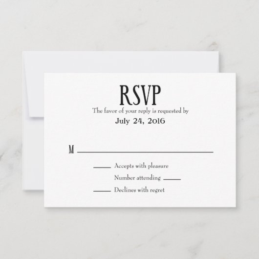 Schlichte einfache Hochzeitkarten RSVP Karte (Vorderseite)