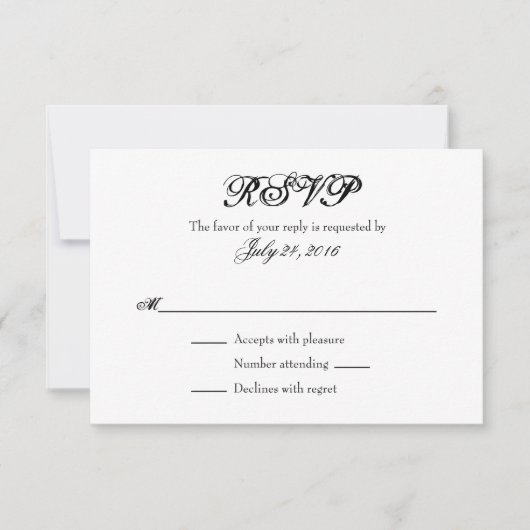 Schlichte einfache Hochzeitkarten RSVP Karte (Vorderseite)