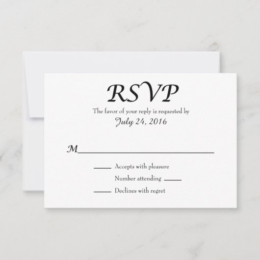 Schlichte einfache Hochzeitkarten RSVP Karte (Vorderseite)