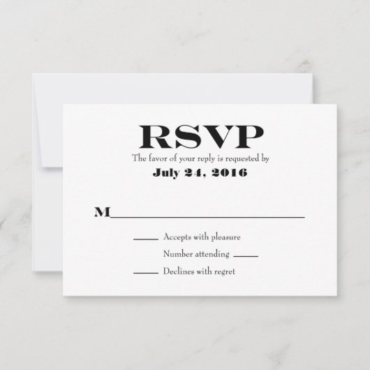 Schlichte einfache Hochzeitkarten RSVP Karte (Vorderseite)