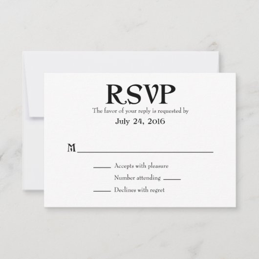 Schlichte einfache Hochzeitkarten RSVP Karte (Vorderseite)