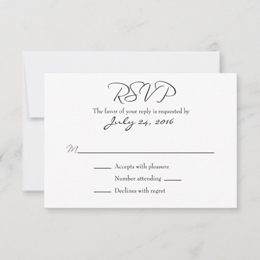 Schlichte einfache Hochzeitkarten RSVP Karte (Vorderseite)