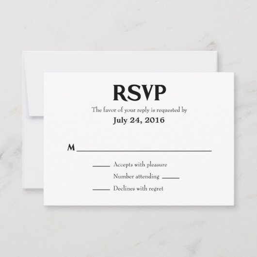 Schlichte einfache Hochzeitkarten RSVP Karte (Vorderseite)