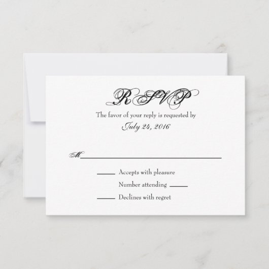 Schlichte einfache Hochzeitkarten RSVP Karte (Vorderseite)