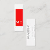 Schlichte Einfache Monogram Rote Visitenkarte (Vorne/Hinten)