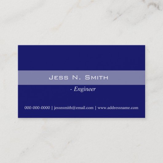 Schlichte, einfache und elegante blaue Visitenkart Visitenkarte (Vorderseite)