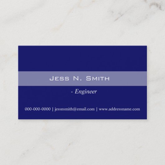 Schlichte, einfache und elegante blaue Visitenkart Visitenkarte (Vorderseite)