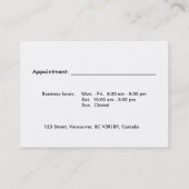 Schlichte, einfache, weiße, informative Visitenkar Terminkarte (Rückseite)