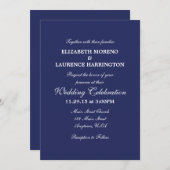 Schlichte Einladung zur Hochzeit in Navy Blue (Vorne/Hinten)