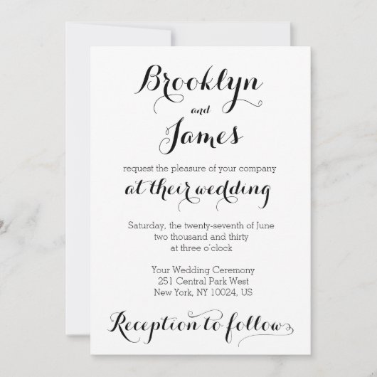 Schlichte Einladungen zu Weißen Hochzeiten Braut u (Vorderseite)