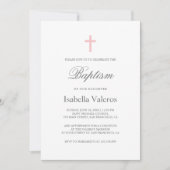 Schlichte elegante, einfache rosa Taufe Einladung (Vorderseite)