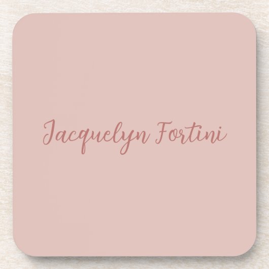 Schlichte Elegante Rose Goldene Kalligraphie Getränkeuntersetzer (Vorderseite)