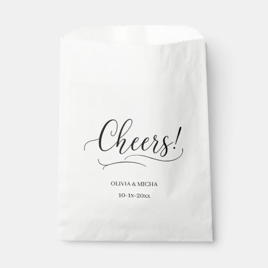 Schlichte, elegante Script White Gastgeschenk Hoch Geschenktütchen (Vorderseite)